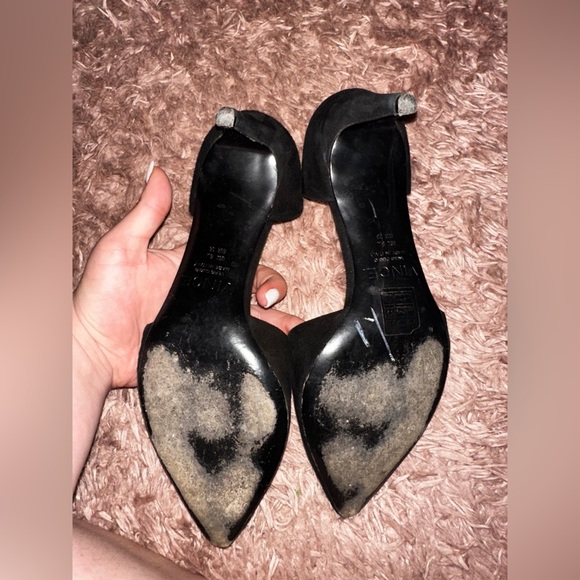 Vince Black suede Women's pointed kitten Heels 8 formal office - Picture 9 of 15